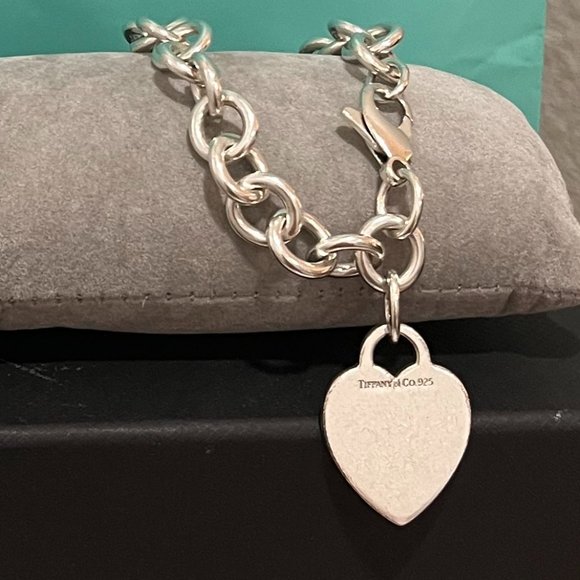 Tiffany & Co. (C. 1990) Vintage Sterling Silver Heart Charm Bracelet-Preowned - Picture 3 of 5